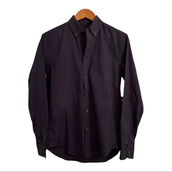 Club Monaco Men’s Cotton Shirt Slim Fit Long Sleeves Navy Blue Size XS - Picture 2 of 2
